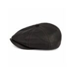 Leather Newsboy Cap for Men – Genuine Sheepskin Flat Cap in Dark Brown