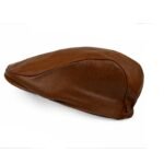 Brown Genuine Leather Flat Cap for Men – Handmade Driving Cap