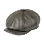Men’s Vintage Leather Newsboy Cap, Soft & Durable