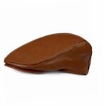 Brown Genuine Leather Flat Cap for Men – Handmade Driving Cap