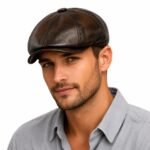 Leather Newsboy Cap for Men – Genuine Sheepskin Flat Cap
