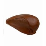 Brown Genuine Leather Flat Cap for Men – Handmade Driving Cap