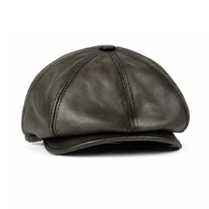 Men’s Vintage Leather Newsboy Cap, Soft & Durable