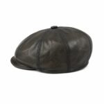 Men’s Vintage Leather Newsboy Cap, Soft & Durable