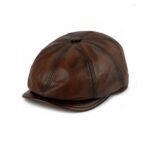 Leather Newsboy Cap for Men – Genuine Sheepskin Flat Cap