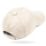 Genuine Leather baseball cap with curved brim and adjustable back strap.